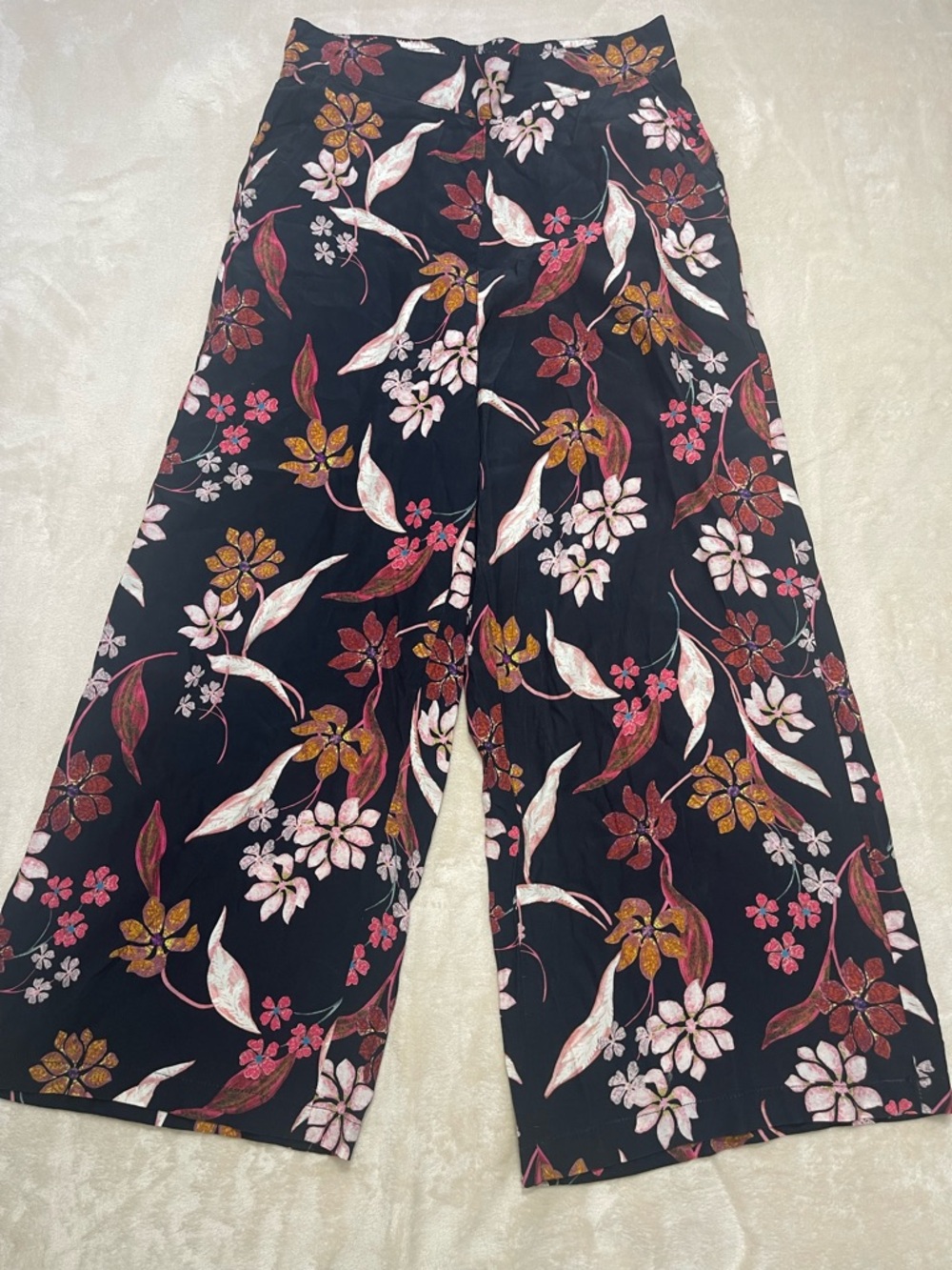 Chelsea & Theodore Floral Wide Leg Pants XS Boho Palazzo